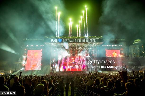 Alex Pall, Andrew Taggart and Matt Mcguire of Chain Smokers perform onstage at the mainstage at The Plains of Abraham in The Battlefields Park during...