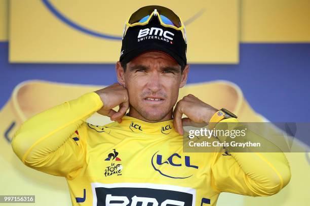 Podium / Greg Van Avermaet of Belgium and BMC Racing Team Yellow Leader Jersey / Celebration / during 105th Tour de France 2018, Stage 6 a 181km...