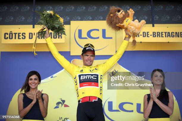 Podium / Greg Van Avermaet of Belgium and BMC Racing Team Yellow Leader Jersey / Celebration / during 105th Tour de France 2018, Stage 6 a 181km...