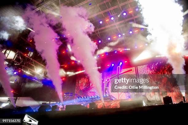 Alex Pall, Andrew Taggart and Matt Mcguire of Chain Smokers perform onstage at the mainstage at The Plains of Abraham in The Battlefields Park during...