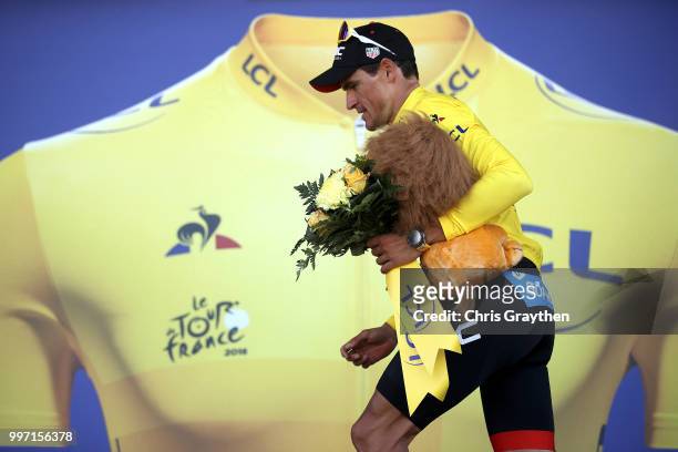 Podium / Greg Van Avermaet of Belgium and BMC Racing Team Yellow Leader Jersey / Celebration / during 105th Tour de France 2018, Stage 6 a 181km...
