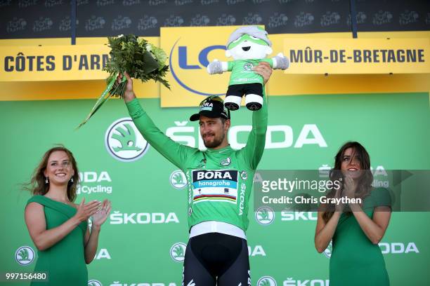 Podium / Peter Sagan of Slovakia and Team Bora Hansgrohe Green Sprint Jersey Celebration / during 105th Tour de France 2018, Stage 6 a 181km stage...