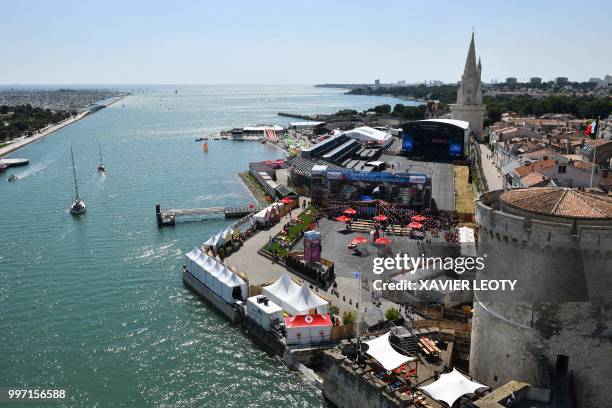 Picture shows the main stage during the 34th edition of the Francofolies Music Festival in La Rochelle, southwestern France, on July 12, 2018.