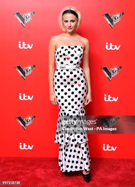 Pixie Lott attending a photocall to launch The Voice Kids, at Madame Tussauds in London.