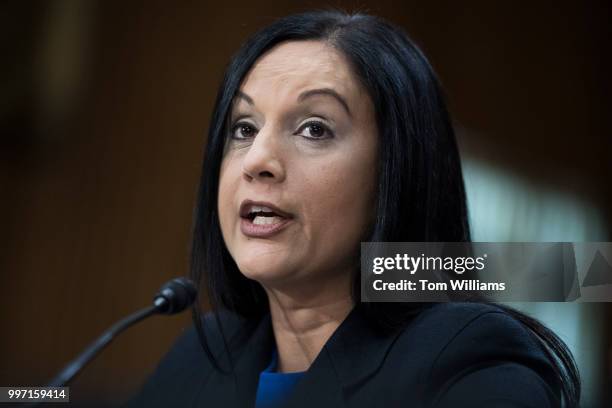 Manisha Singha, Assistant Secretary, Bureau of Economic and Business Affairs, testifies during a Senate Foreign Relations Committee hearing in...