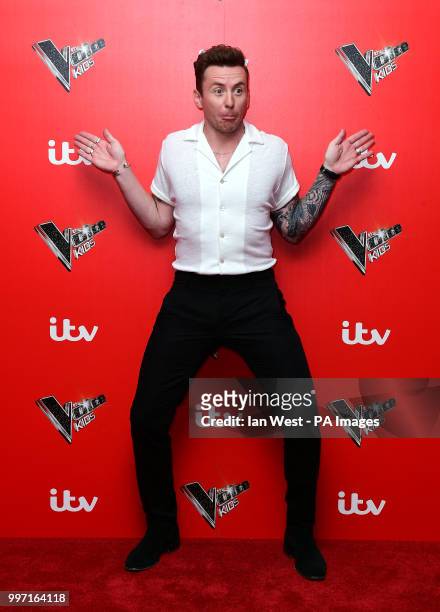 Danny Jones attending a photocall to launch The Voice Kids, at Madame Tussauds in London.