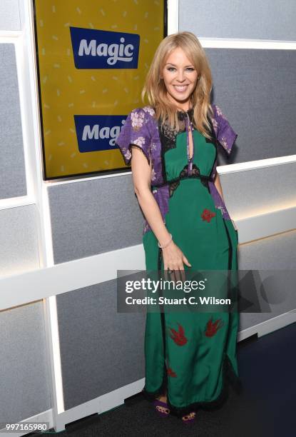 Kylie Minogue visits Magic Radio on July 11, 2018 in London, England.