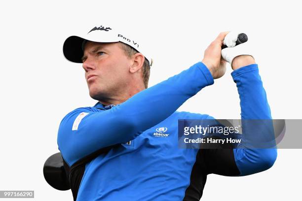 Robert Karlsson of Sweden takes his tee shot on hole thirteen during day one of the Aberdeen Standard Investments Scottish Open at Gullane Golf...