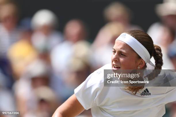 During day ten match of the 2018 Wimbledon Championships on July 12 at All England Lawn Tennis and Croquet Club in London, England.