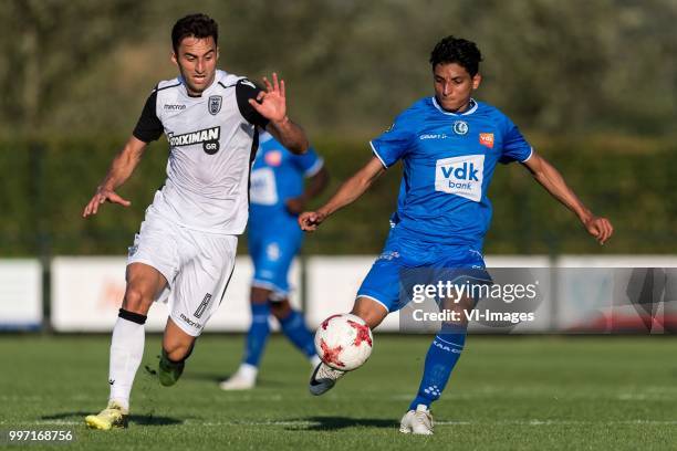 Mauricio Jose da Silveira Junior of Paok Saloniki, Mostafa Ahmed of KAA Gent during the friendly match between PAOK Saloniki and KAA Gent at...