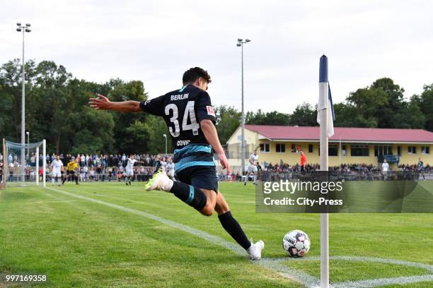 Maurice Covic of Hertha BSC during the game between MSV Neuruppin against Hertha BSC at the Volkspar-Stadion on july 12, 2018 in Neuruppin, Germany.