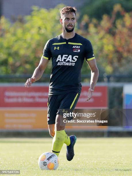 Pantelis Hatzidiakos of AZ Alkmaar during the Club Friendly match between Zeeuws Elftal v AZ Alkmaar at the Sportpark Volharding on July 12, 2018 in...