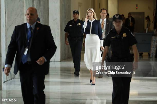 President Donald Trump's daughter Ivanka Trump , who also serves as White House assistant to the president, walks through the halls of the Rayburn...