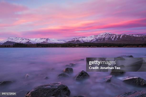 tekapo in a shade of pink - tekapo stock pictures, royalty-free photos & images