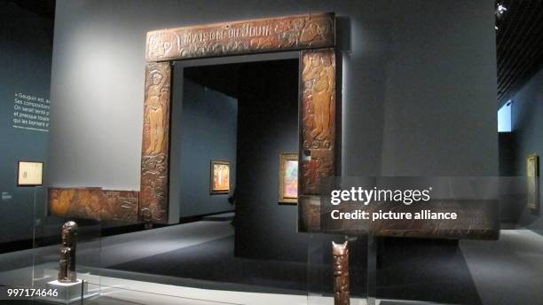 The reconstruction of the "house of pleasure" with the painting "The call" can be seen during a Gauguin exhibition in Paris, France, 5 October 2017....