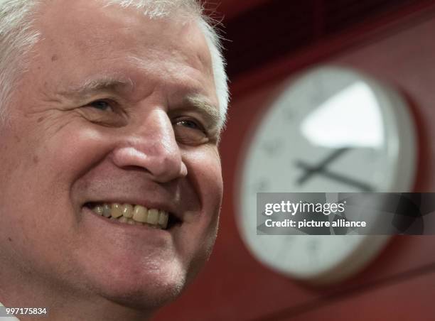 Leader and premier of Bavaria Horst Seehofer speaking to journalists before the start of the CSU parliamentary group meeting in the Bavarian Landtag...