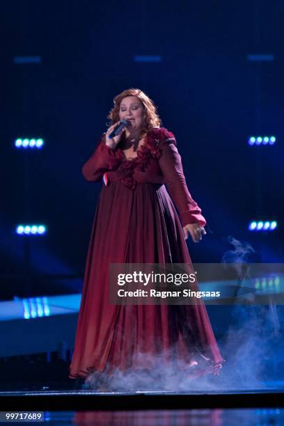 Hera Bjork of Iceland performs at the open rehearsal at the Telenor Arena on May 17, 2010 in Oslo, Norway. 39 countries will take part in the 55th...