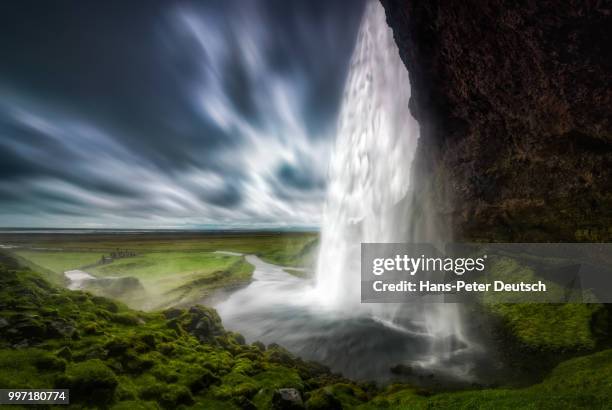 seljalandsfoss shower curtain - deutsch stock pictures, royalty-free photos & images