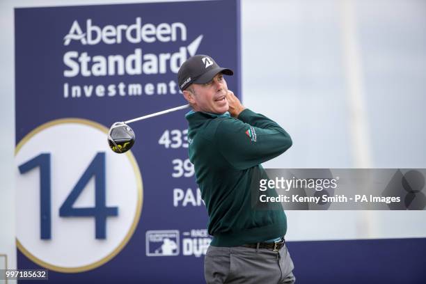 Matt Kuchar tees off at the 14th hole during day one of the Aberdeen Asset Management Scottish Open at Gullane Golf Club, East Lothian.