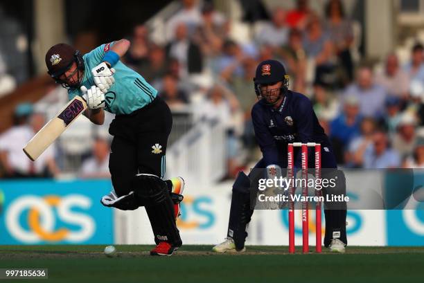Ollie Pope of Surrey bats during the Vitality Blast match between Surrey and Essex Eagles at The Kia Oval on July 12, 2018 in London, England.