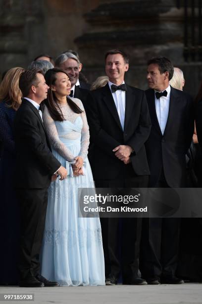 Chancellor of the Exchequer, Philip Hammond, Foreign Secretary, Jeremy Hunt with wife Lucia and guests wait for the arrival of U.S. President Donald...