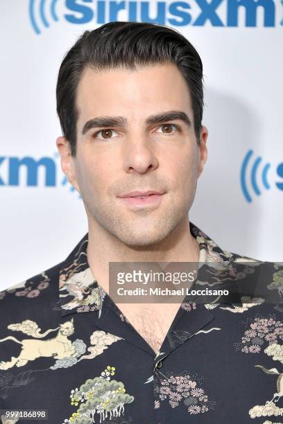 Actor Zachary Quinto visits SiriusXM Studios on July 12, 2018 in New York City.