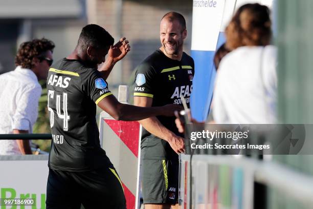 Fred Friday of AZ Alkmaar, Ron Vlaar of AZ Alkmaar during the Club Friendly match between Zeeuws Elftal v AZ Alkmaar at the Sportpark Volharding on...