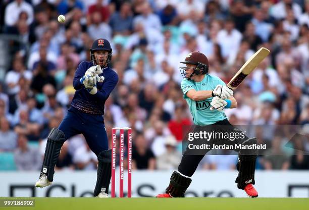 Ollie Pope of Surrey bats during the Vitality Blast match between Surrey and Essex Eagles at The Kia Oval on July 12, 2018 in London, England.