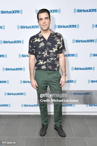 Actor Zachary Quinto visits SiriusXM Studios on July 12, 2018 in New York City.