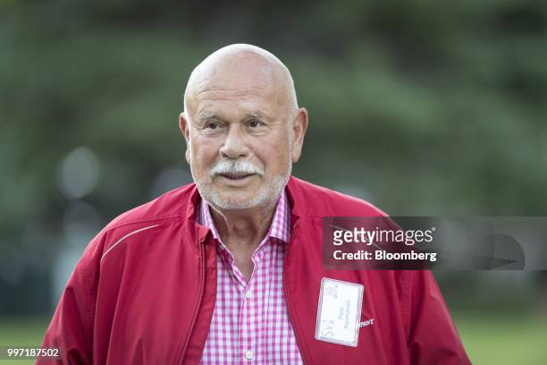Pete Karmanos, co-owner and chief executive officer of the Carolina Hurricanes, arrives for a morning session during the Allen & Co. Media and...