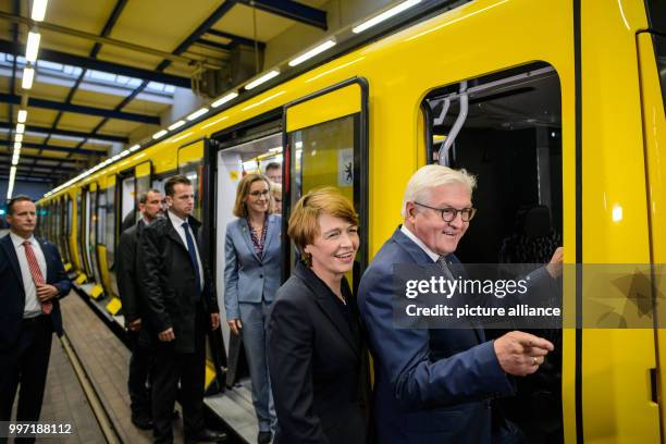 The chairwoman of the board of the Berlin Transport Company , Sigrid Nikutta , the German President's wife, Elke Budenbender , and President...