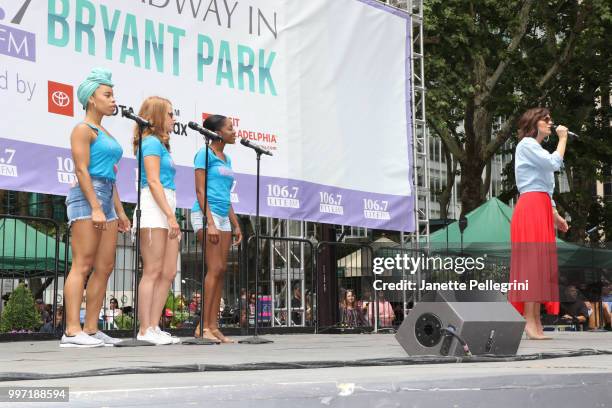 Katharine McPhee performs with the cast of Waitress at 106.7 LITE FM's Broadway In Bryant Park at Bryant Park on July 12, 2018 in New York City.