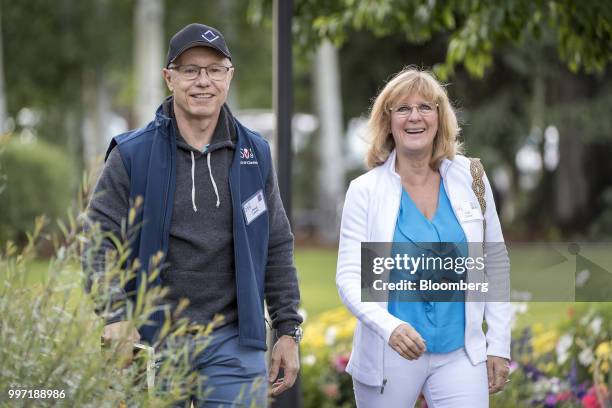 Doug Leone, managing partner at Sequoia Capital, and Patti Leone arrive for a morning session during the Allen & Co. Media and Technology Conference...