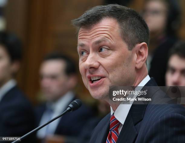 Deputy Assistant FBI Director Peter Strzok speaks during a joint committee hearing of the House Judiciary and Oversight and Government Reform...