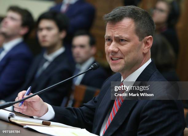 Deputy Assistant FBI Director Peter Strzok speaks during a joint committee hearing of the House Judiciary and Oversight and Government Reform...