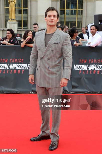 Henry Cavill attends the 'Mission: Impossible - Fallout' Global Premiere on July 12, 2018 in Paris, France.