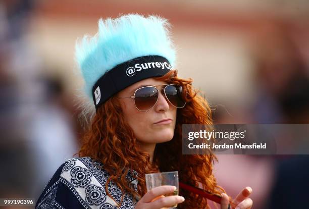 Surrey fan watches on during the Vitality Blast match between Surrey and Essex Eagles at The Kia Oval on July 12, 2018 in London, England.