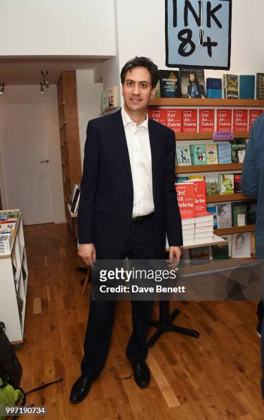 Ed Miliband attends the launch of new book "Ctrl Alt Delete" by Tom Baldwin at Ink 84 on July 12, 2018 in London, England.