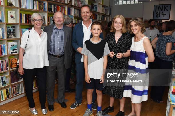 Jane Anderson, Clive Anderson, Tom Baldwin, Arthur Baldwin, Franki Baldwin and Rebecca Nicolson attend the launch of new book "Ctrl Alt Delete" by...