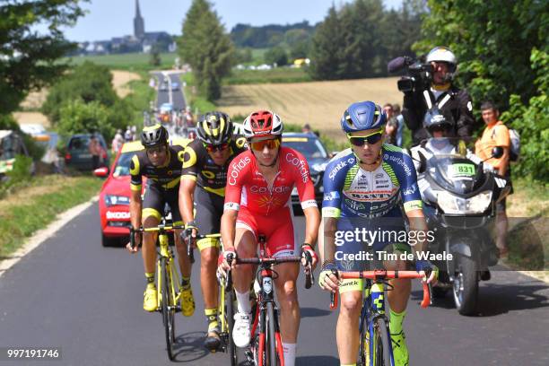 Dion Smith of New Zealand and Team Wanty Groupe Gobert / Anthony Turgis of France and Team Cofidis / Damien Gaudin of France and Team Direct Energie...