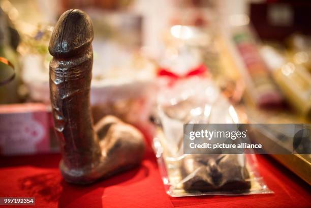 Chocolate penis can be seen at the erotic fair 'Venus' in Berlin, Germany, 12 October 2017. The 21st erotic fair 'Venus' takes place from 12-15...