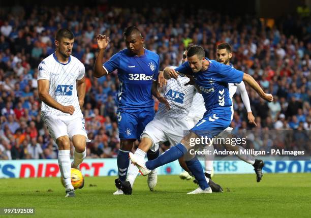 Rangers Jamie Murphy scores his side's first goal of the game during the Europa League, Qualifying Round One, First Leg match at Ibrox, Glasgow.