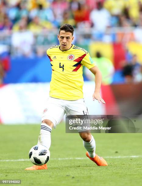 June 28: Santiago Arias of Colombia in action during the 2018 FIFA World Cup Russia group H match between Senegal and Colombia at Samara Arena on...