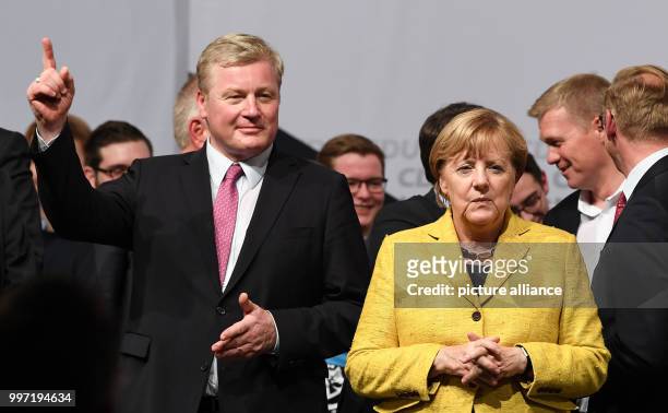 German Chancellor Angela Merkel attends a campaign event of the Christian Democratic Union party together with Lower Saxony CDU top candidate, Bernd...