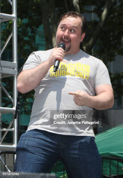 Brian Ray Norris from the cast of "SpongeBob SquarePants" performs at 106.7 LITE FM's Broadway In Bryant Park at Bryant Park on July 12, 2018 in New...
