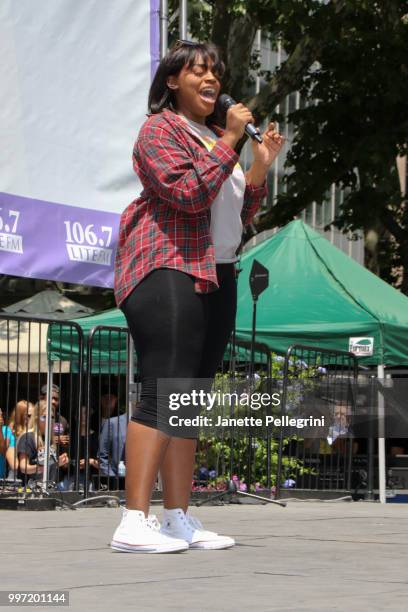 JaiLen Christine Li Josey from the cast of "SpongeBob SquarePants" performs at 106.7 LITE FM's Broadway In Bryant Park at Bryant Park on July 12,...