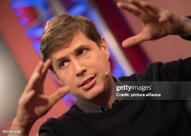 Writer Daniel Kehlmann speaks during the Book Fair at the 3sat booth in Frankfurt am Main, Germany, 13 October 2017. The world's biggest book fair...