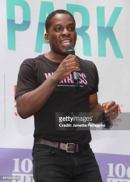 Tyrone Davis from the cast of "Waitress" performs at 106.7 LITE FM's Broadway In Bryant Park at Bryant Park on July 12, 2018 in New York City.