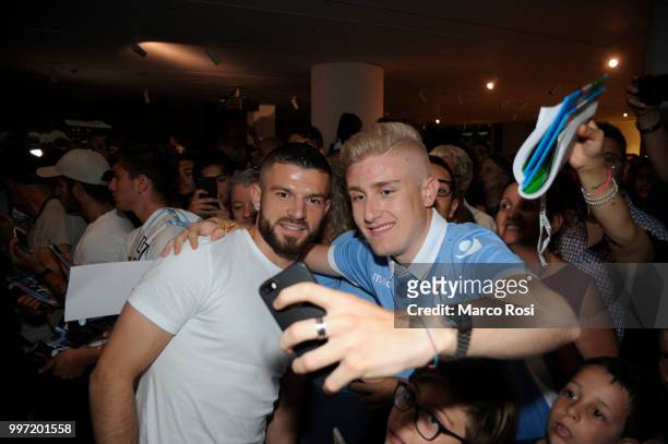 Valon Berscha of SS Lazio attend the SS Lazio unveil new shirt for 2018-19 Season on July 12, 2018 in Rome, Italy.