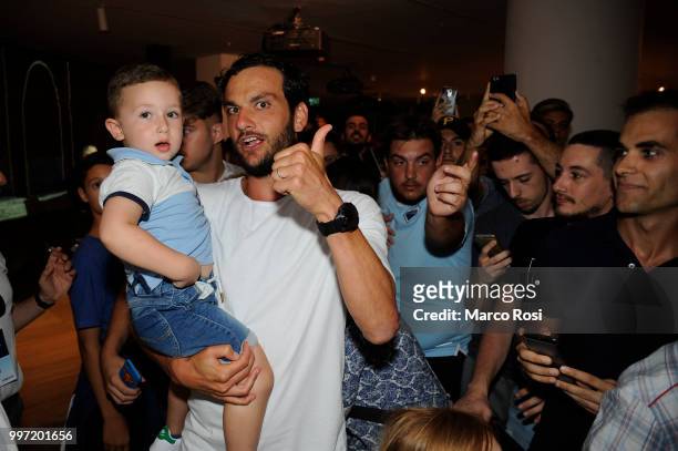 Marco Parolo of SS Lazio attend the SS Lazio unveil new shirt for 2018-19 Season on July 12, 2018 in Rome, Italy.